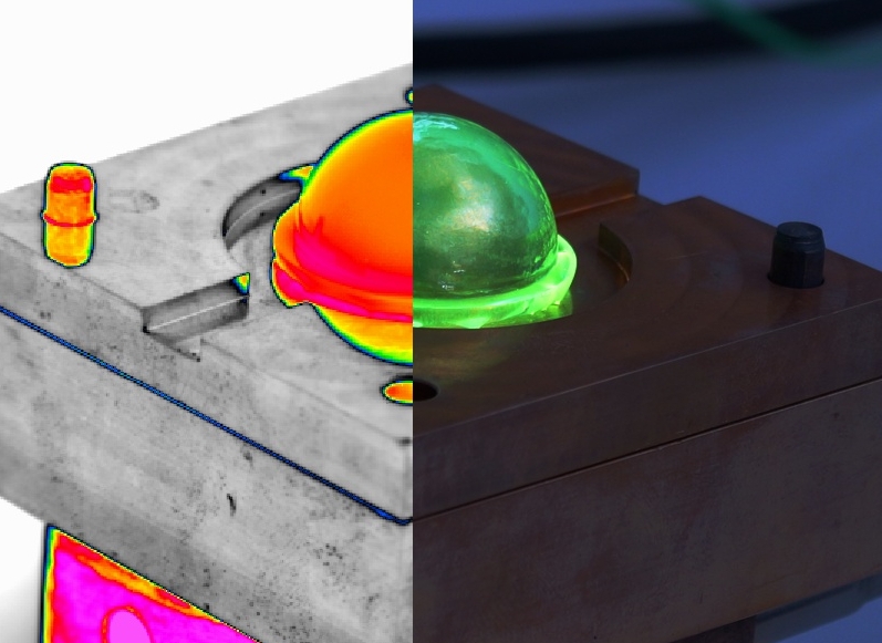 Thermografieaufnahme einer Glaskuppel unter UV-Anregung